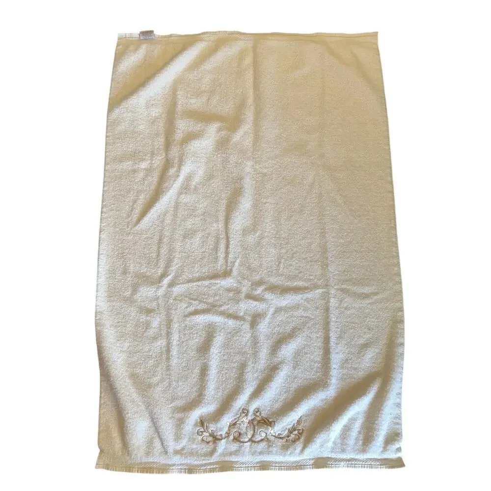 Avanti Linens 2 Cotton Bath Towels & 2 Egyptian Cotton Washcloths in Ivory/Gold